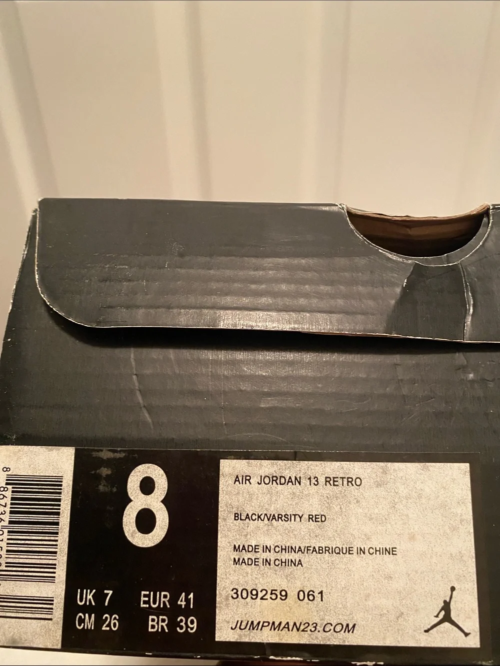 Air Jordan 13 Retro Black Sneakers with Red Accents…size 8
